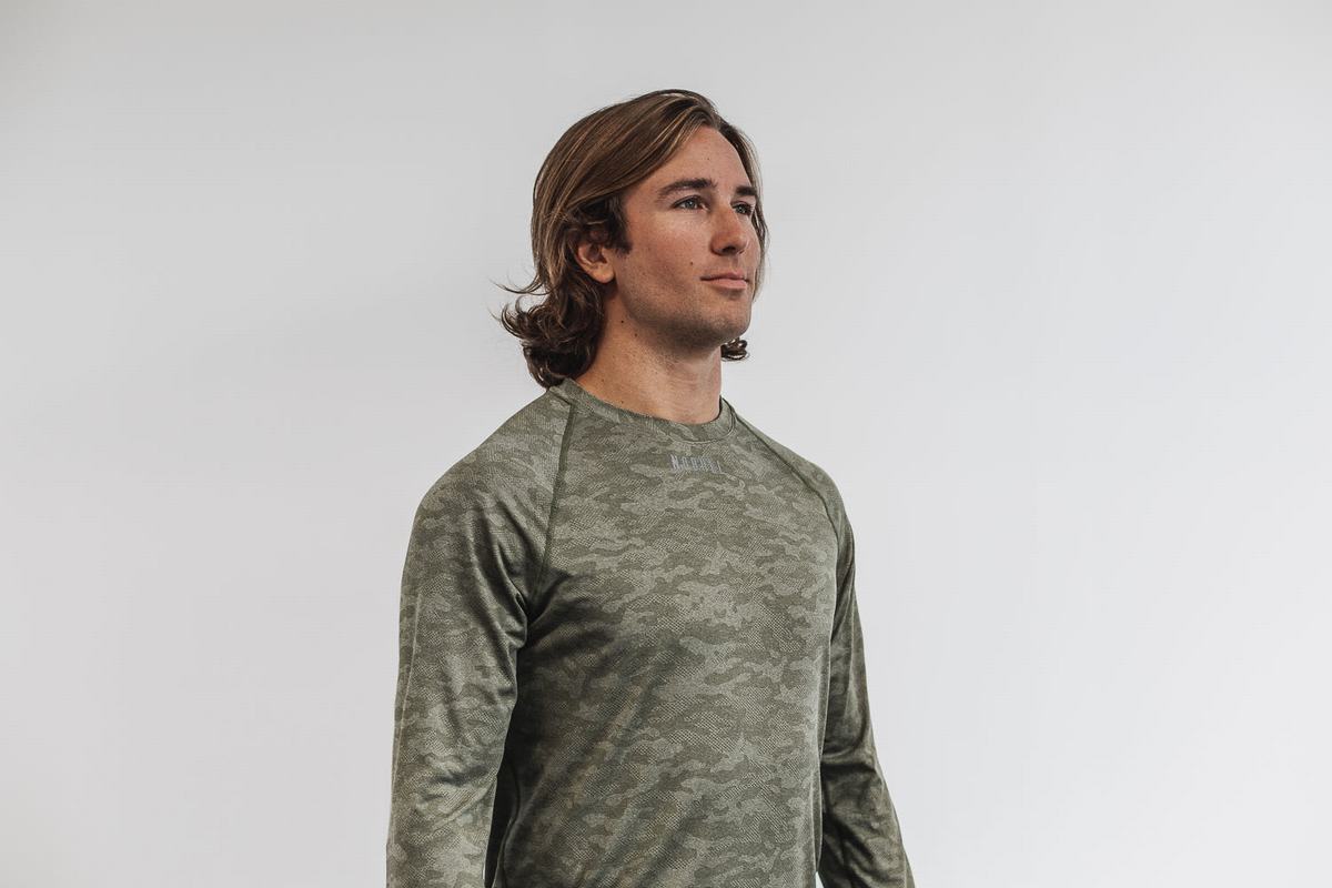 Nobull Lightweight Textured Men's Long Sleeves Camo | Australia (QH0971)